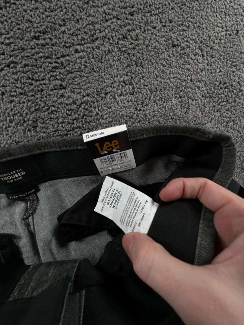 NWT Lee Women Flex Motion Trouser Pant Mid Rise Gray Size 12M Adult Stretch - Picture 10 of 11